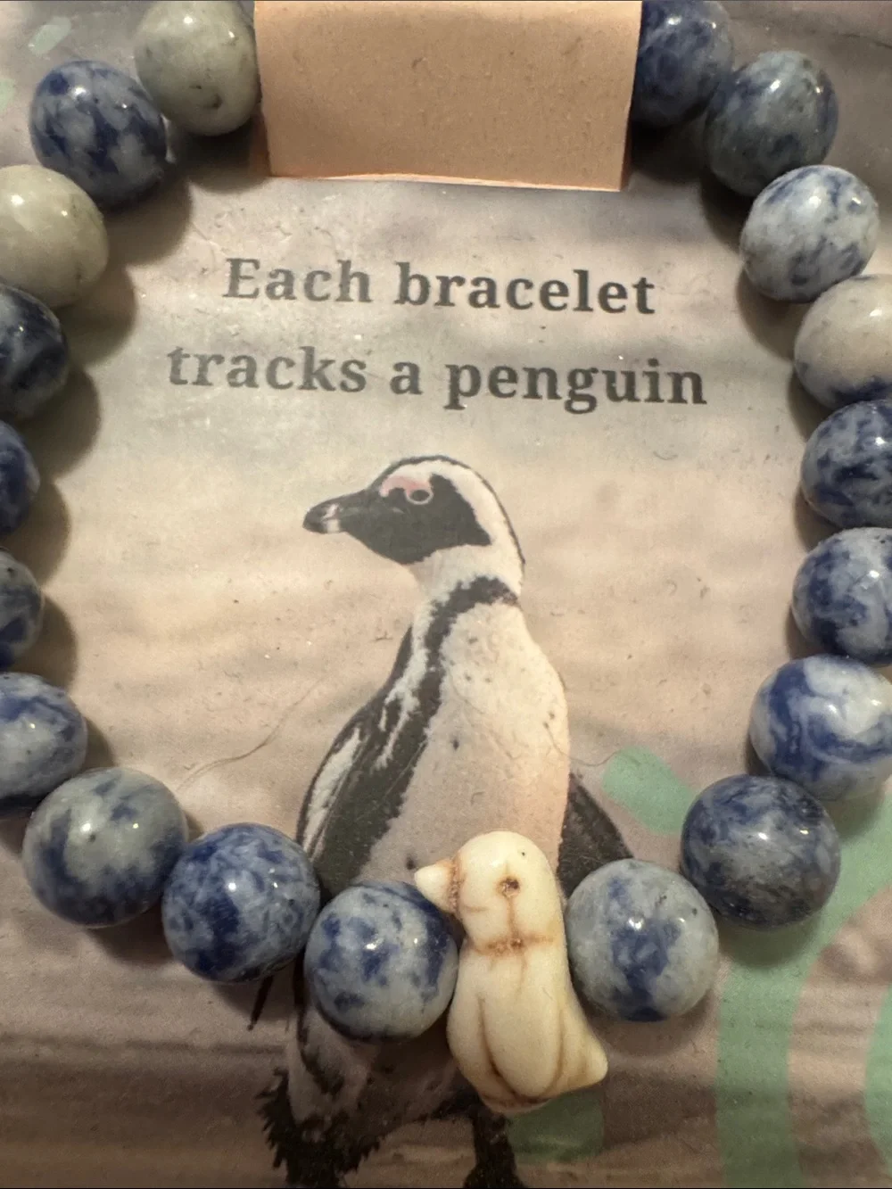 Fahlo Beaded Bracelet - Blue & Brown Penguin Tracker